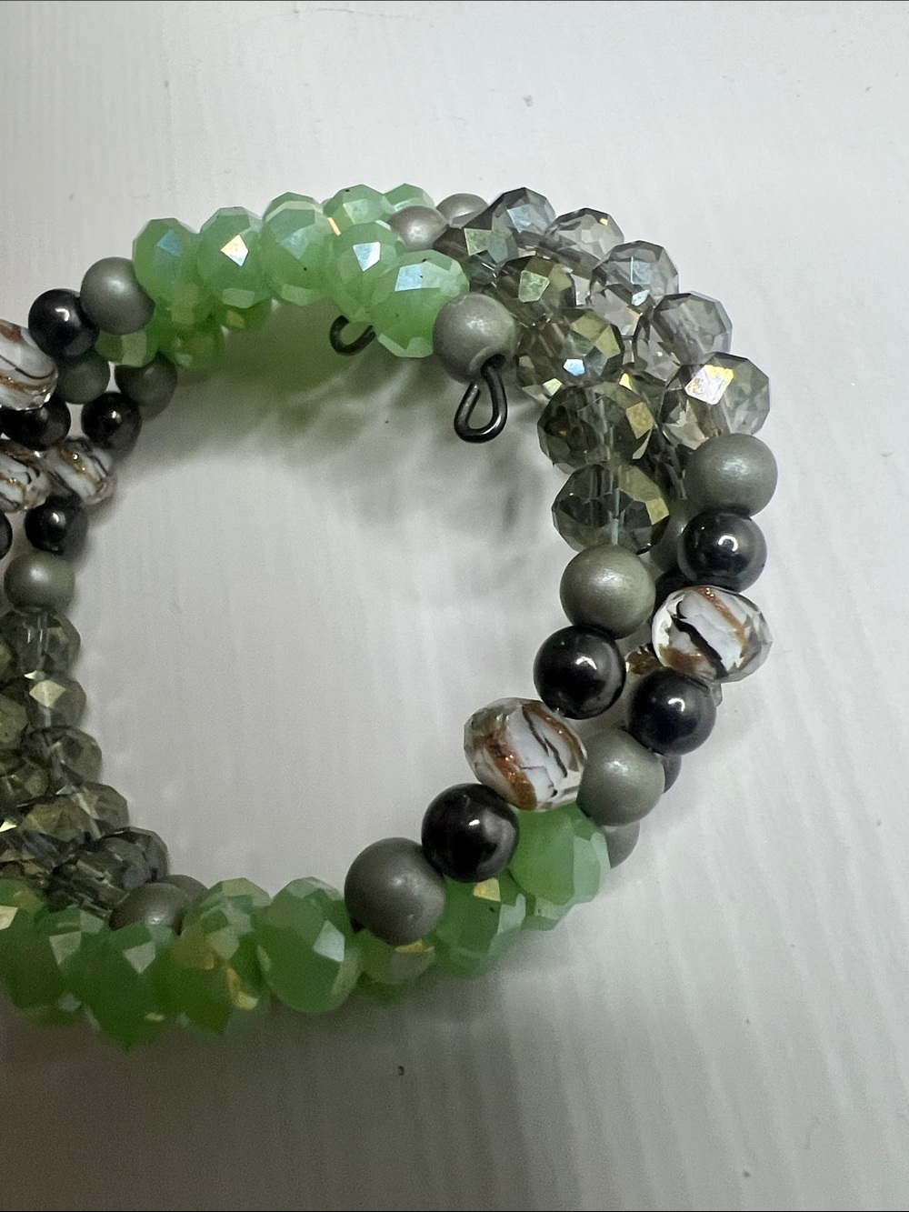 Green Multicolored Beaded Stretch Wrap - Picture 7 of 11